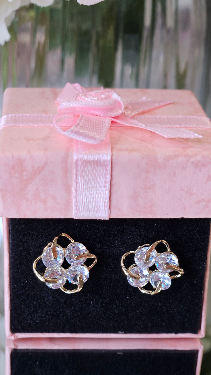 Infinity Crystal Earrings - Gold Tone (Pierced)