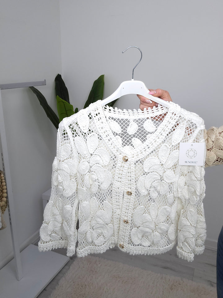 Paris Crochet Cardigan with Gold Buttons - (choose your Colour) (Petite)