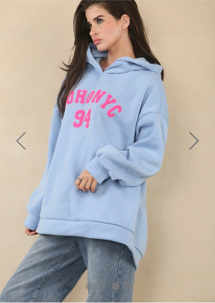 Soho NYC Sweat Hoodie (Curvy) - Blue