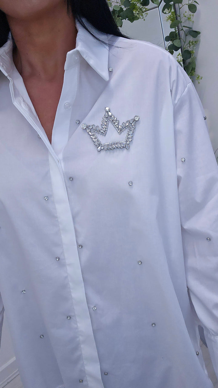 Paris Crown Blouse - White (Oversized/Curvy)