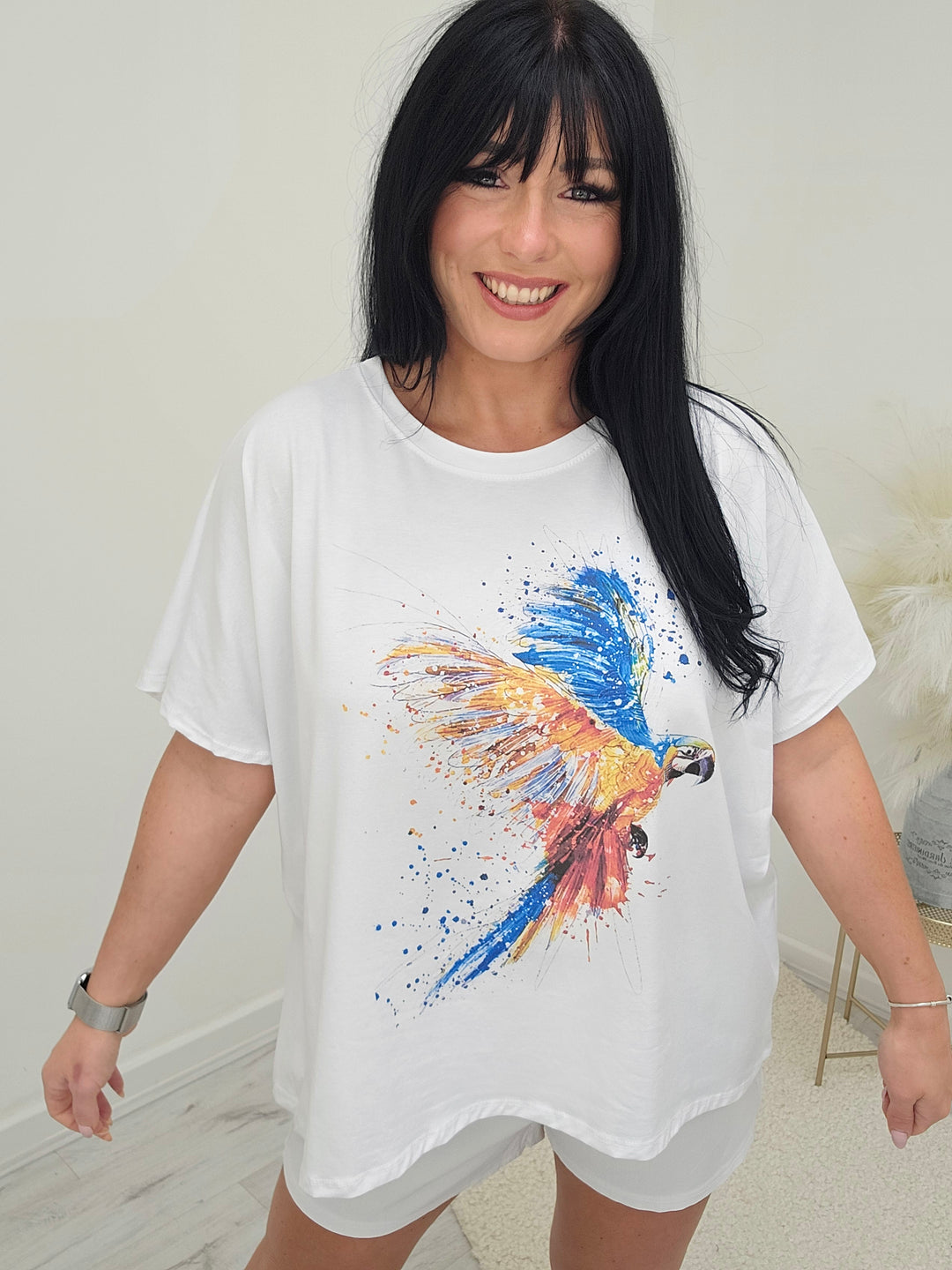 Parrot Tee Shirt (Curvy) - White