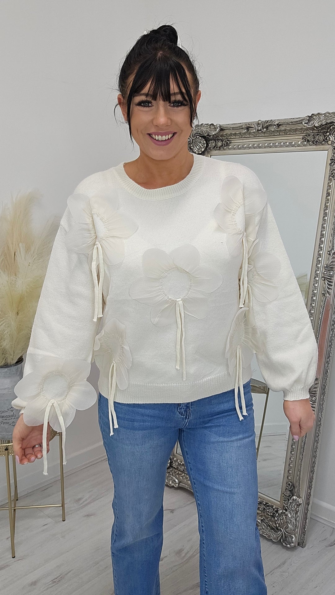 Daisy Petal Jumper -  Cream