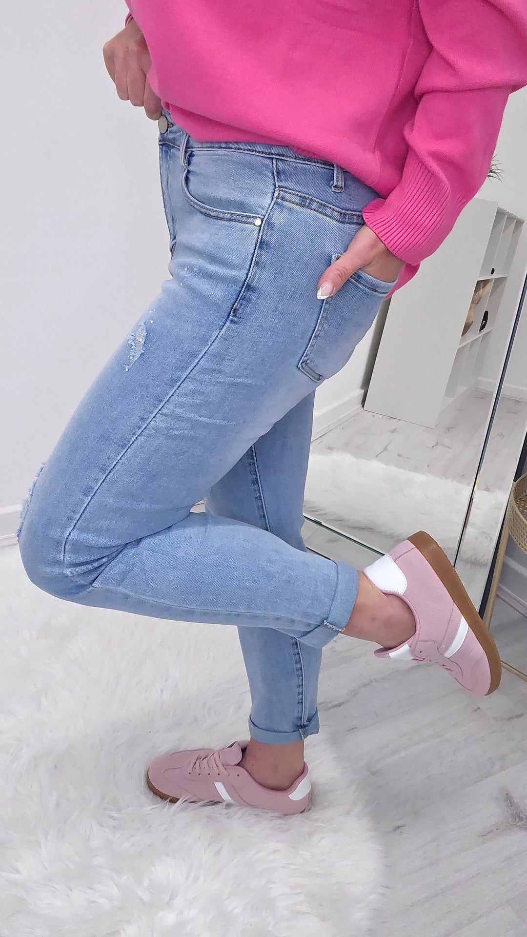 Crystal Ripped Mom Jeans (G Smack) - Pale Wash (choose your Size)