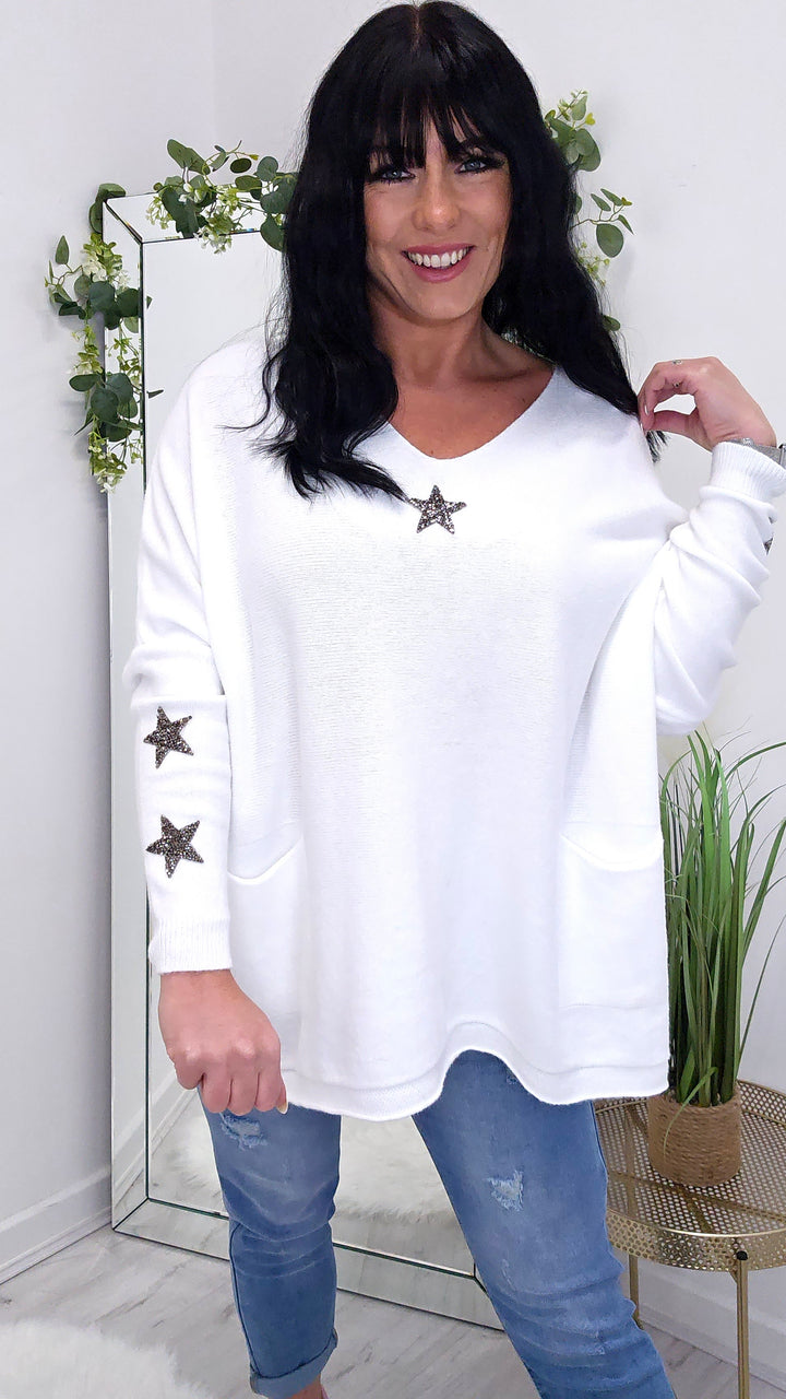 Star Jumper - White (Curvy)