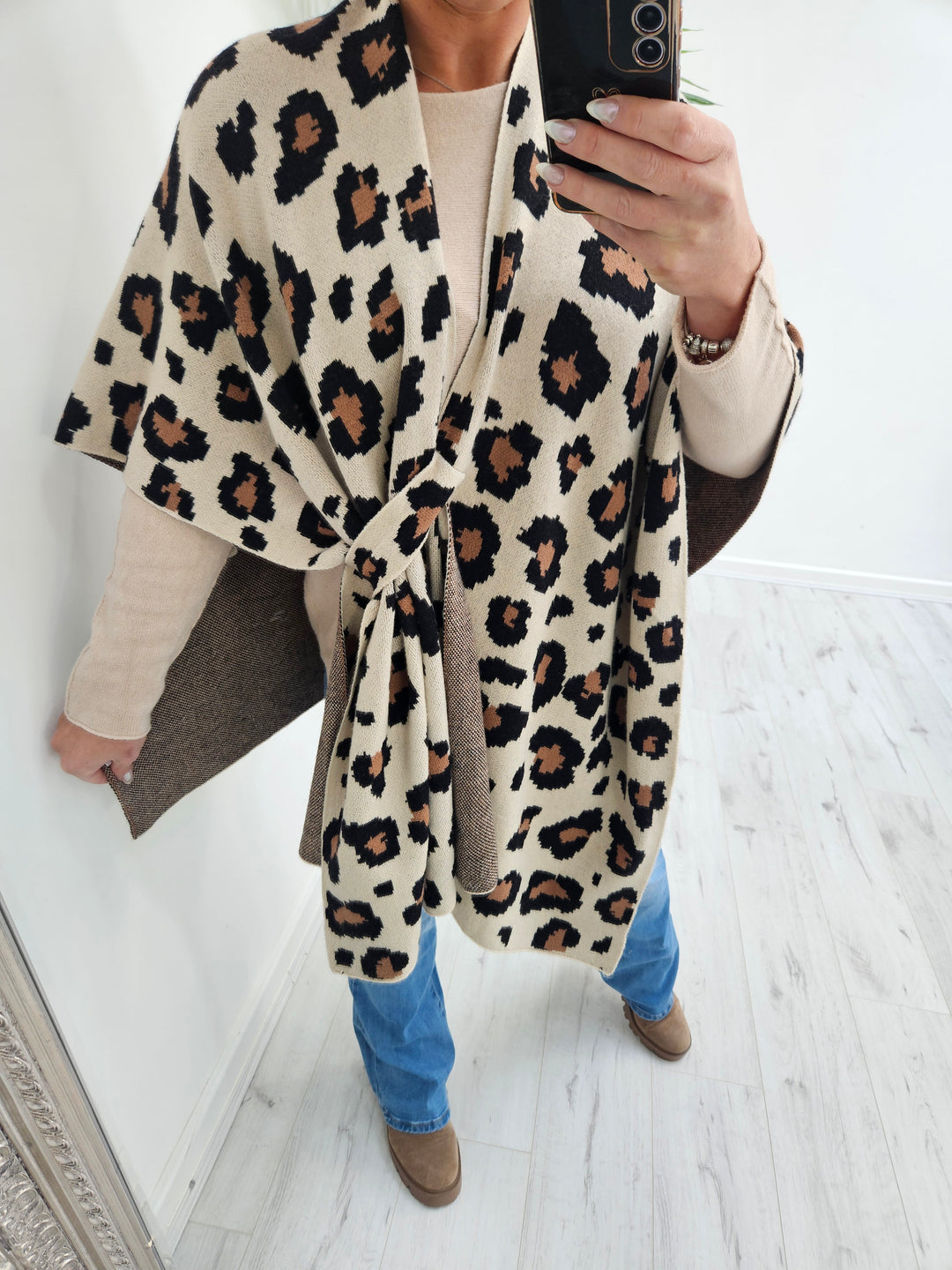 Tara Tie Leopard Cardigan/Poncho - (choose your Colour)