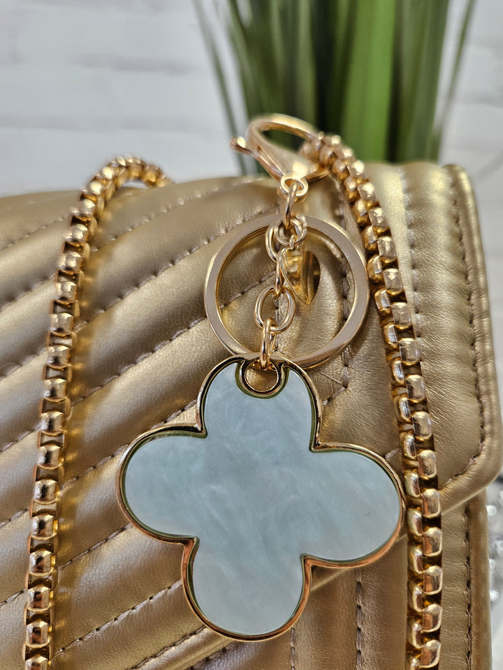 Clover Pearlised Key Ring/Handbag Charm - Mint