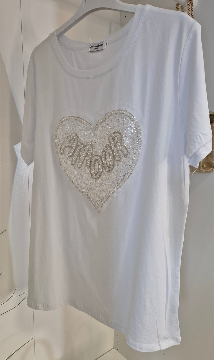 AMOUR Heart Tee Shirt - White