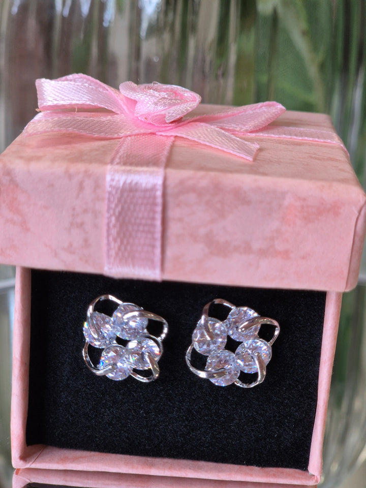 Infinity Crystal Earrings - Silver Tone (Pierced)