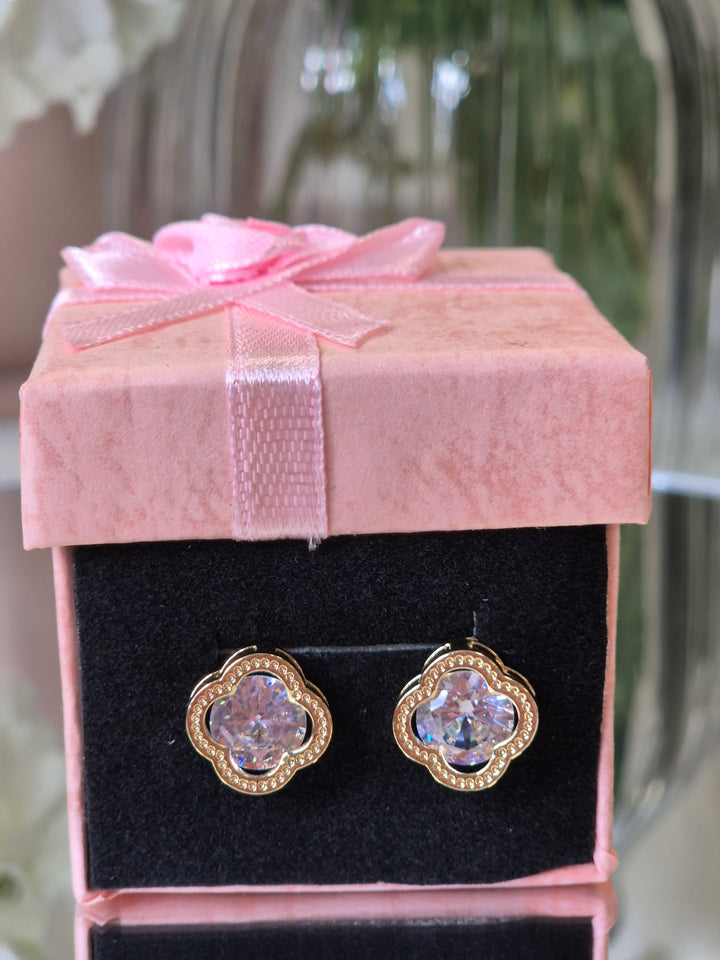 Crystal Earrings - Gold Tone (Pierced)