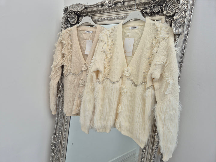 Christabelle Crystal & Pearl Cardigan - (choose your Colour & Size)