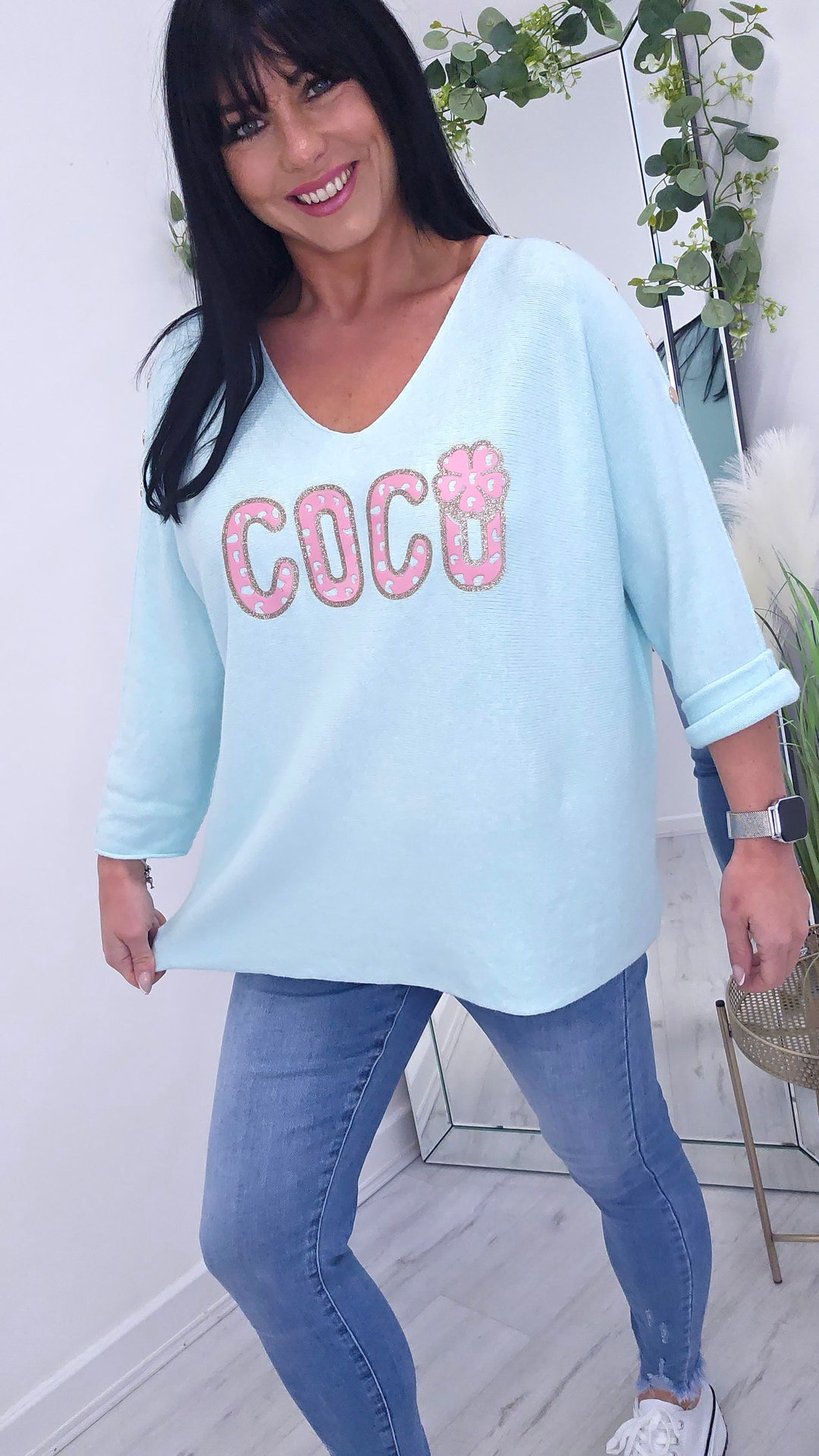 Carla Gold Buttoned Jumper (choose your Colour) Oversized