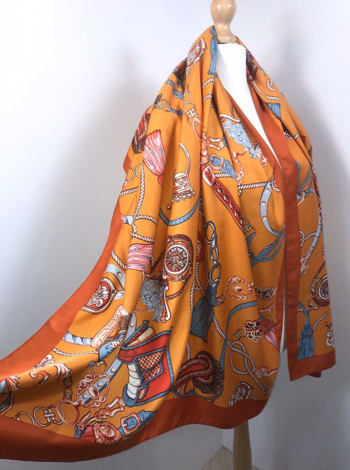 Tassel Print Scarf - Orange