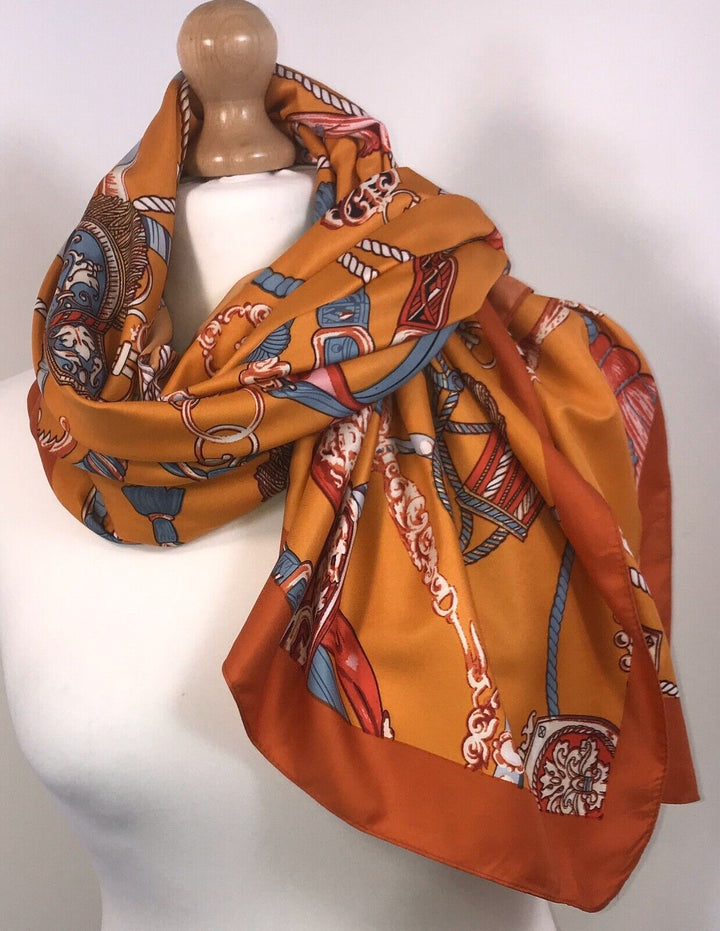 Tassel Print Scarf - Orange