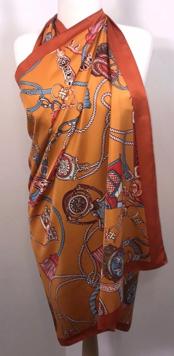 Tassel Print Scarf - Orange