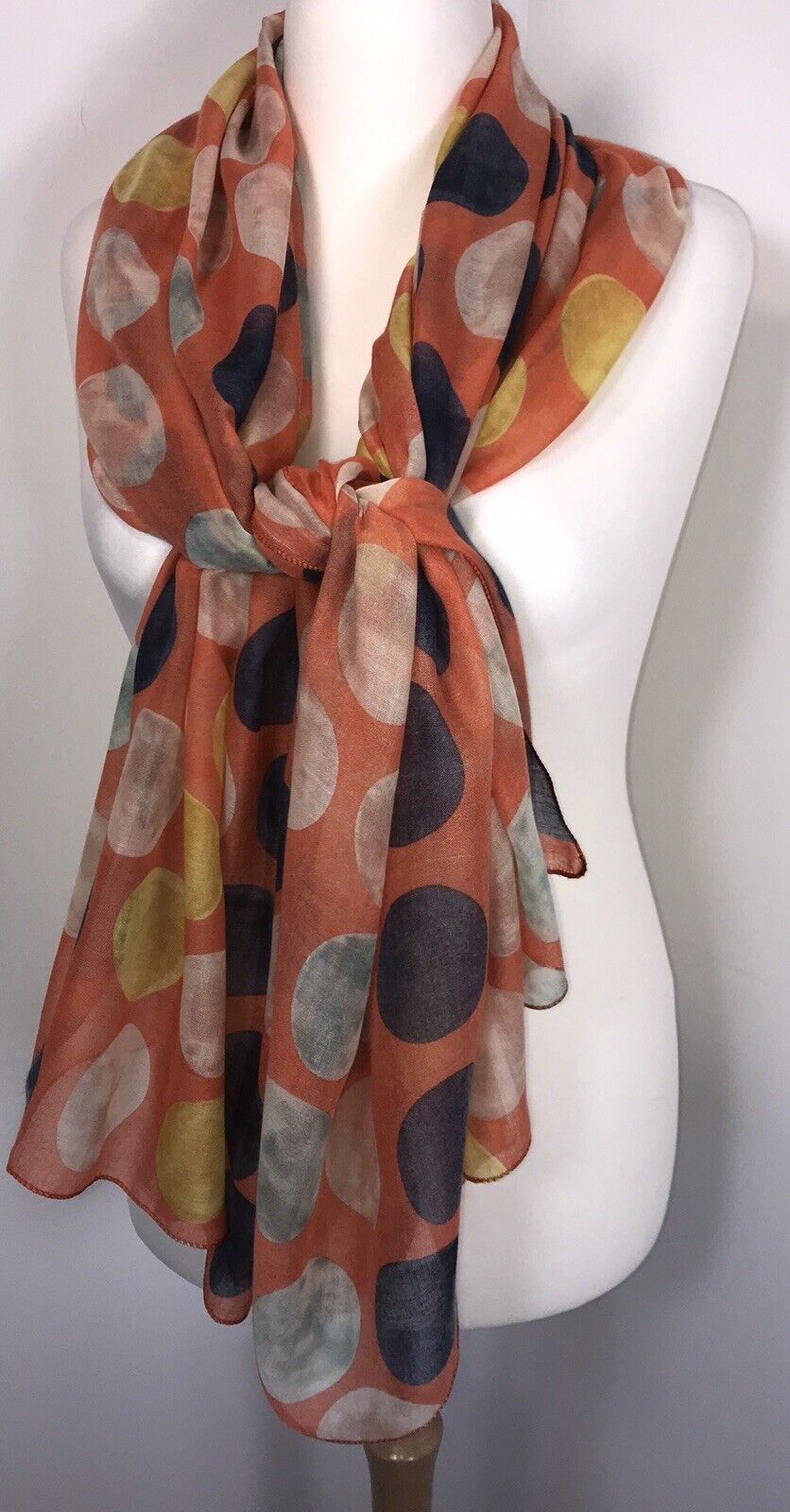 Large Polka Dots Scarf - Orange