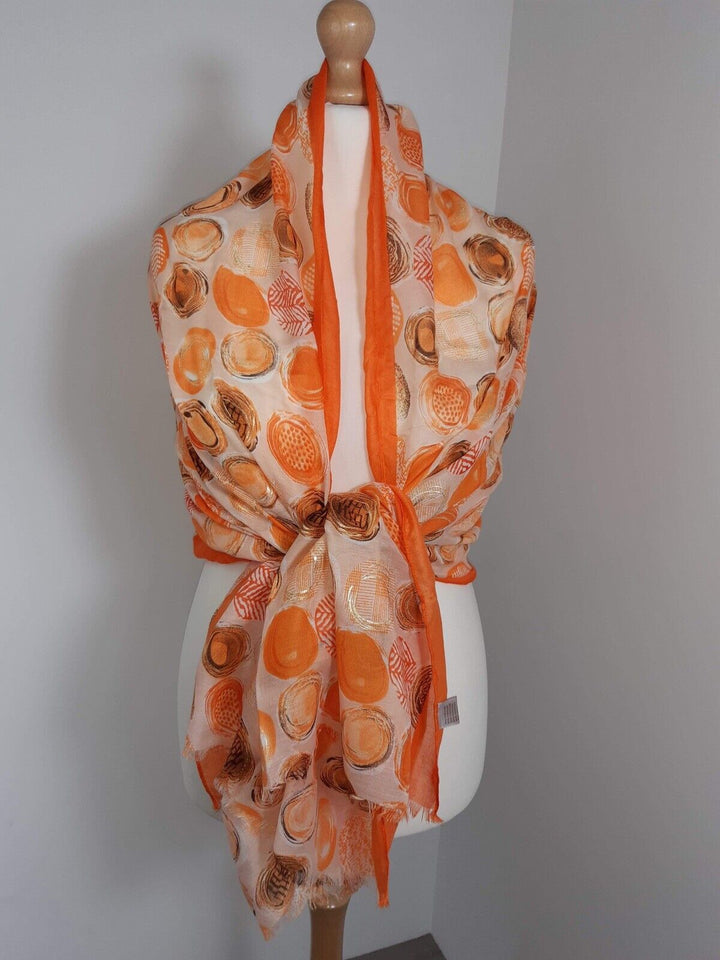 Foil Circles Scarf - Orange