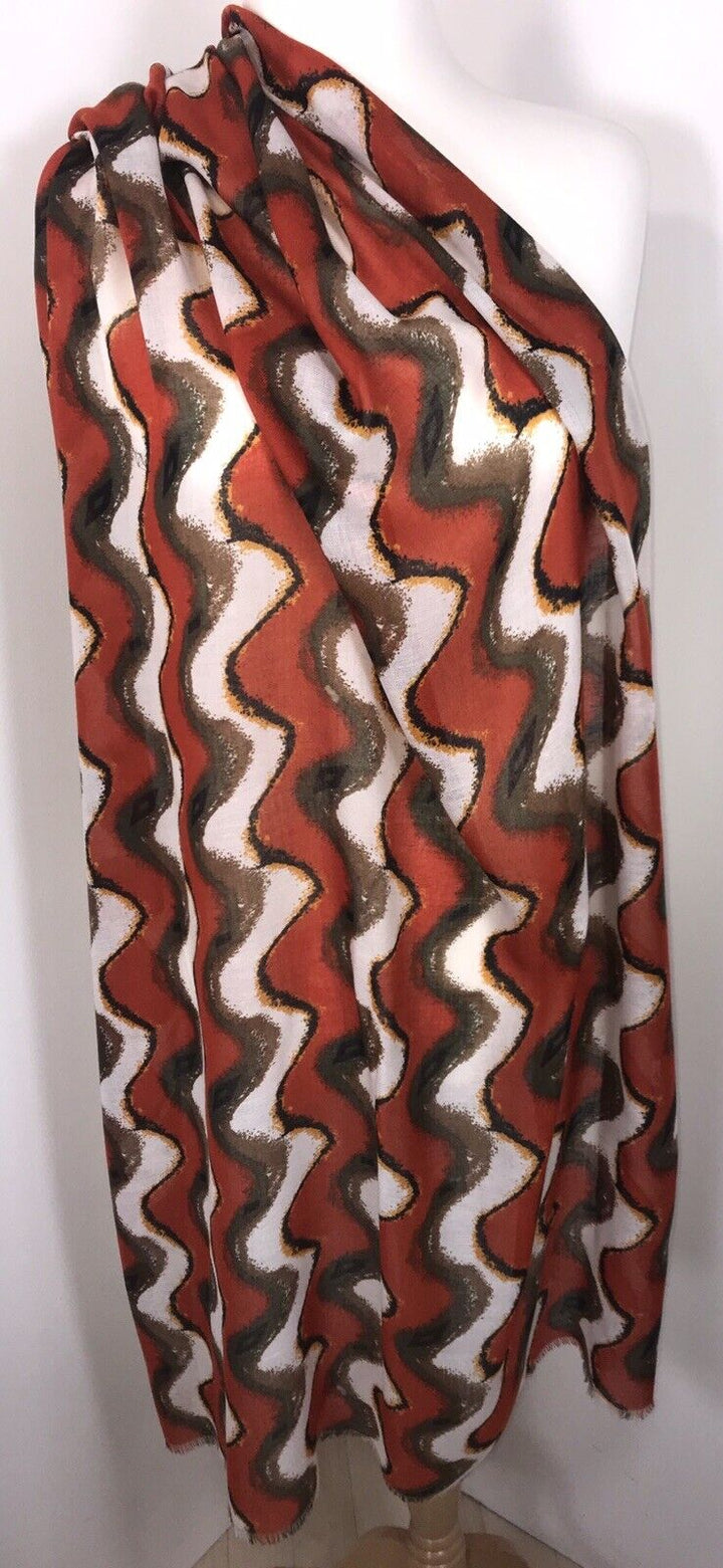 Wave Scarf - Red White & Khaki