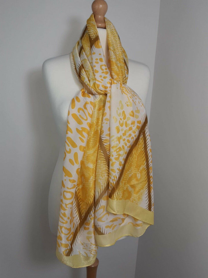 Silky Animal Print Scarf - Yellow