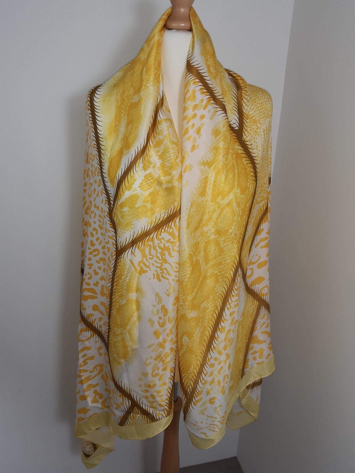 Silky Animal Print Scarf - Yellow