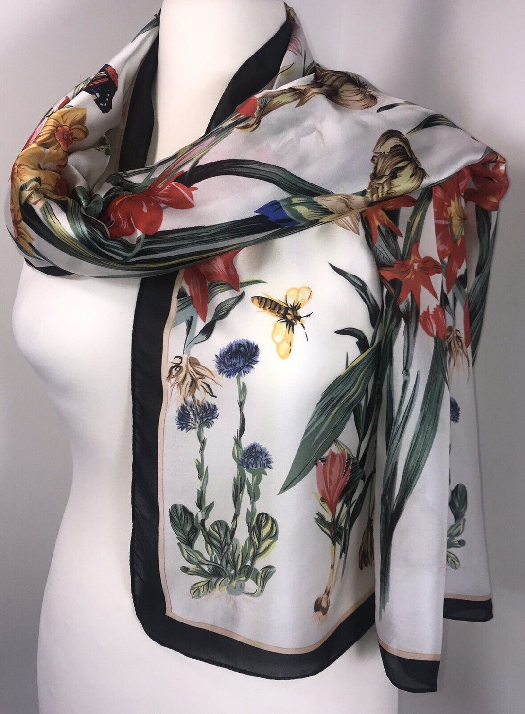 Butterflies Floral Scarf - White