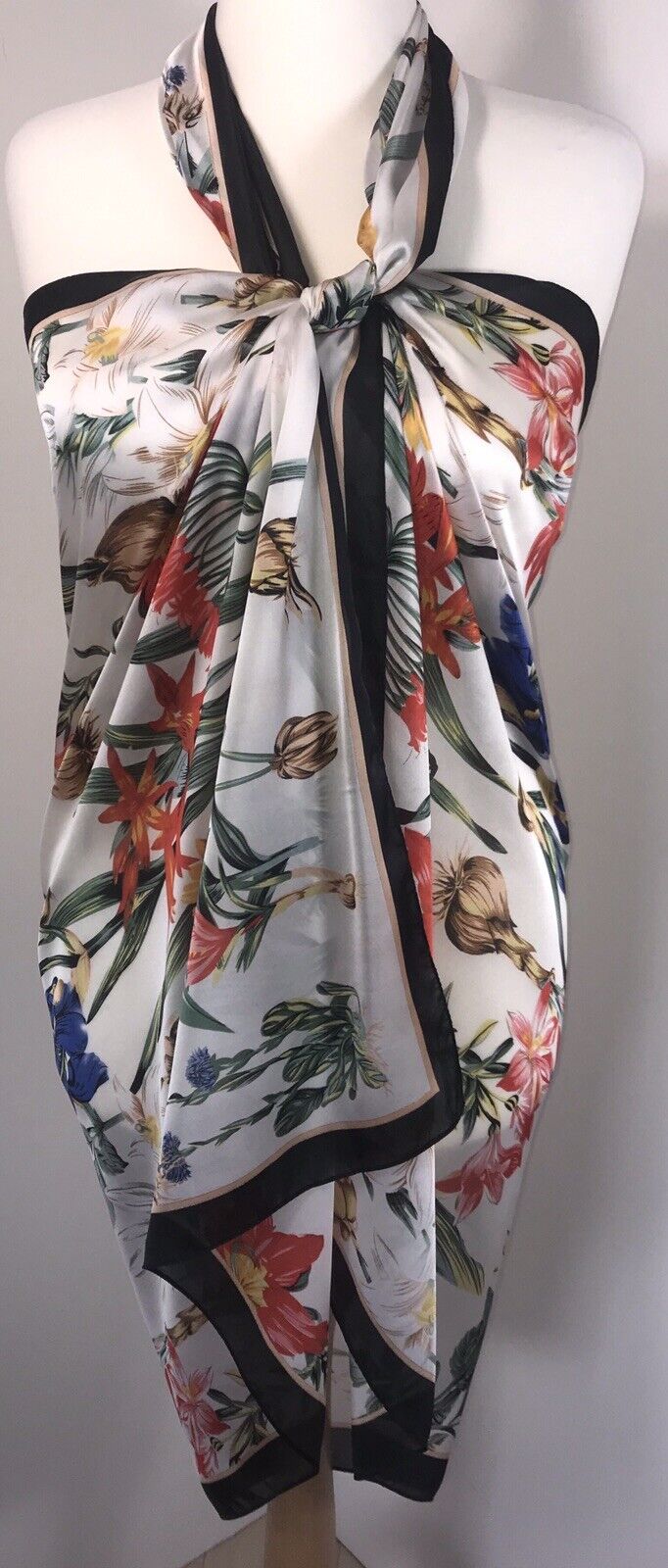 Butterflies Floral Scarf - White