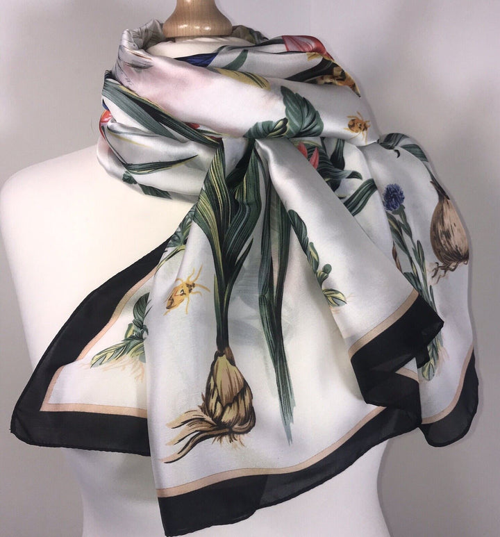 Butterflies Floral Scarf - White