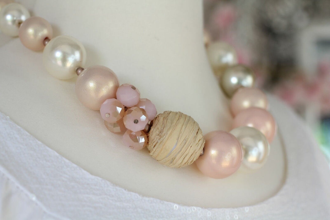 Pearl Choker Necklace - Pink / Gold