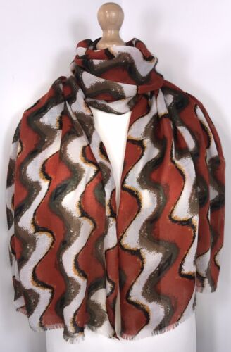 Wave Scarf - Red White & Khaki