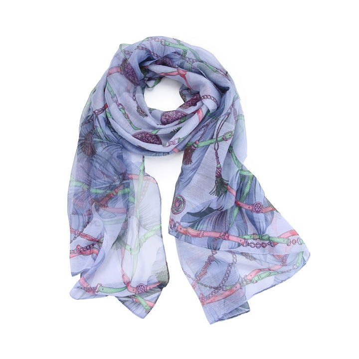 Chain Print Scarf - Blue