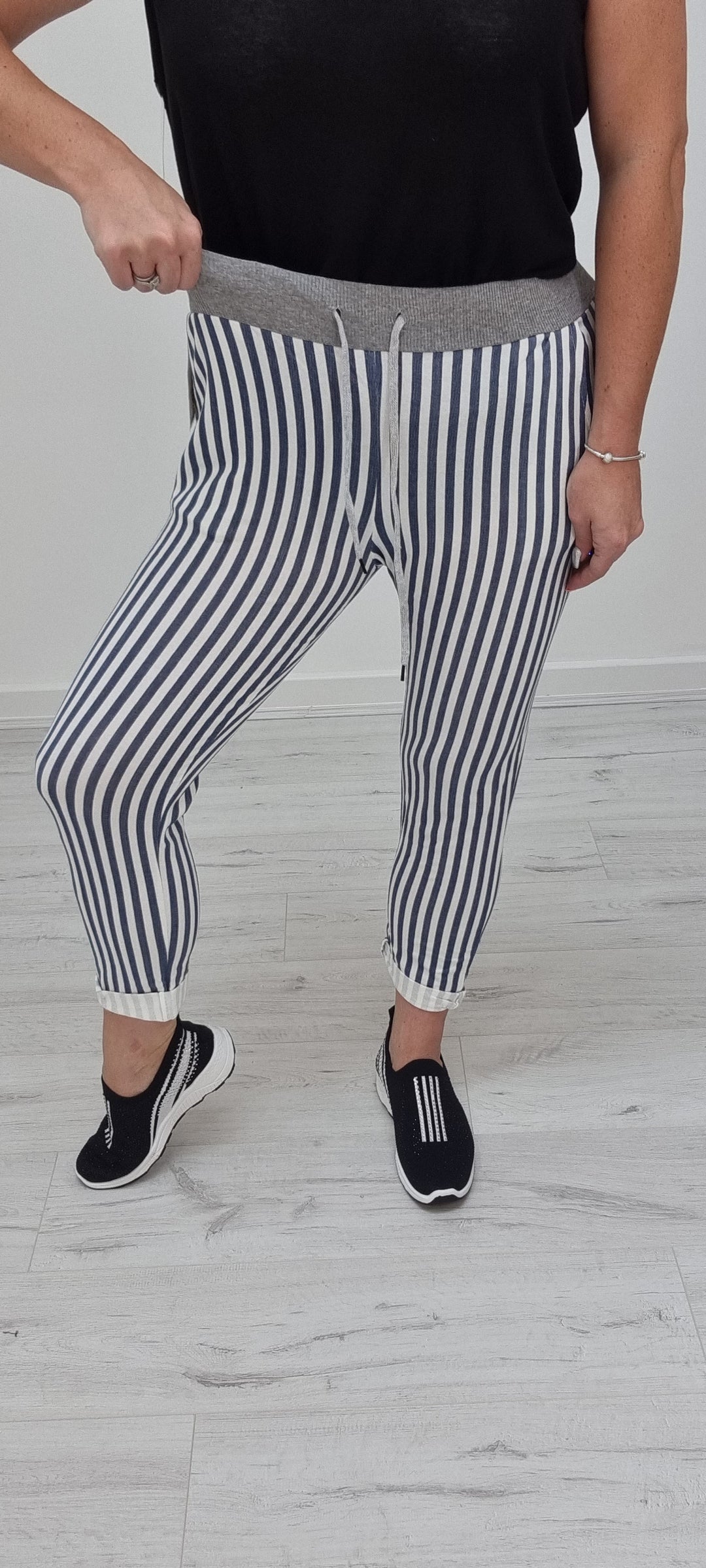 Striped Joggers - Blue and White