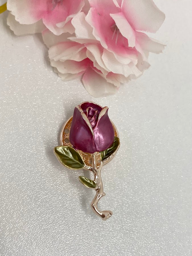 Rose Magnetic Brooch - Pink