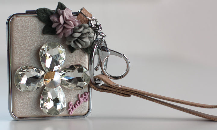 Mirror Keyring / Bag Charm - Brown Leather