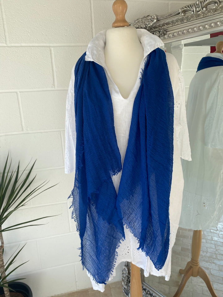 Royal Blue Fringed Scarf