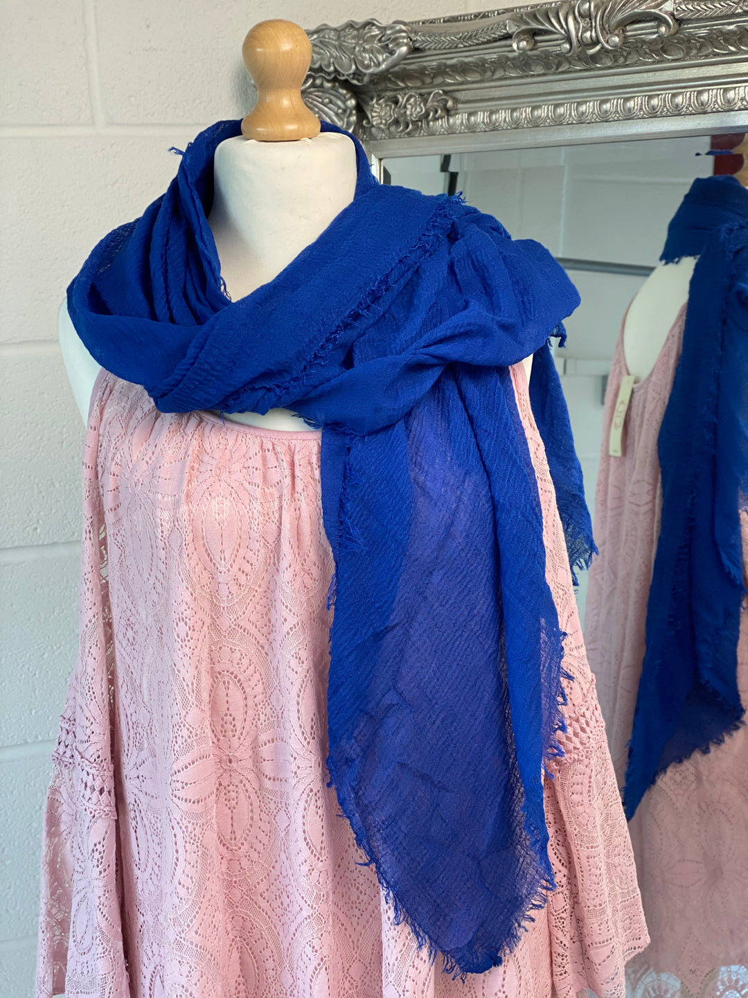 Royal Blue Fringed Scarf