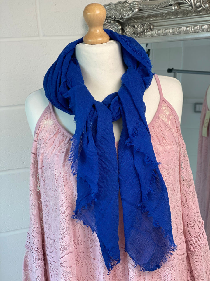 Royal Blue Fringed Scarf