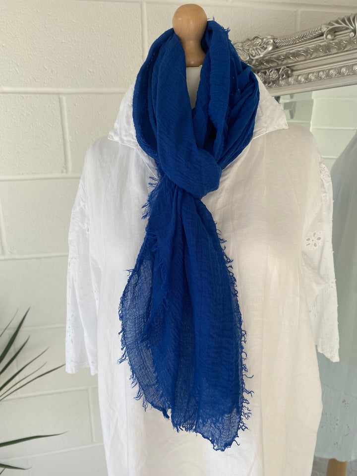 Royal Blue Fringed Scarf