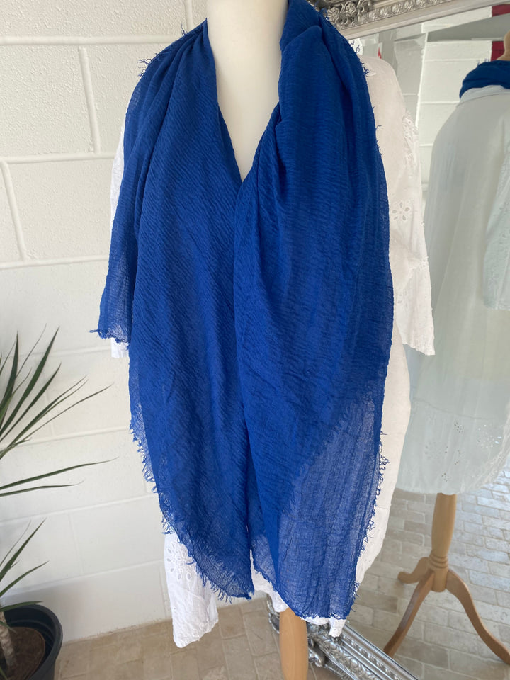 Royal Blue Fringed Scarf