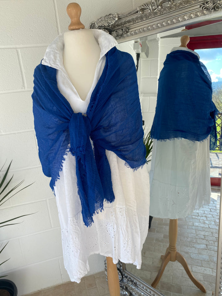 Royal Blue Fringed Scarf