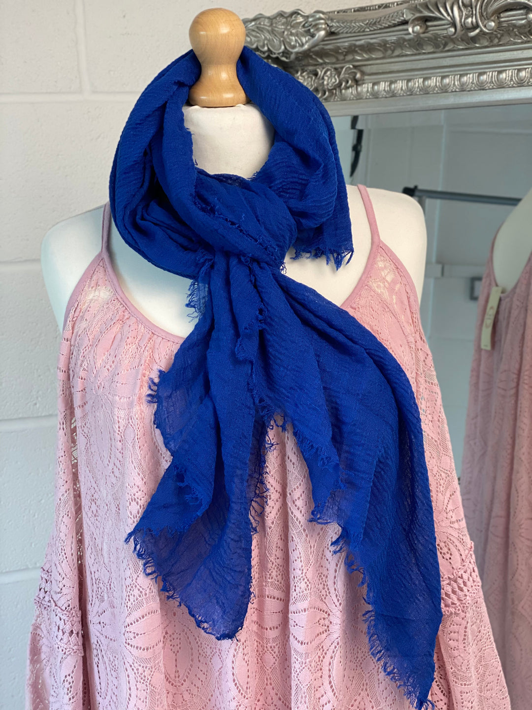 Royal Blue Fringed Scarf