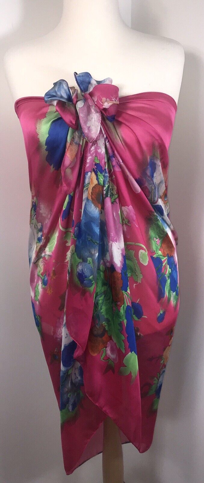 Silky Floral Scarf - Pink