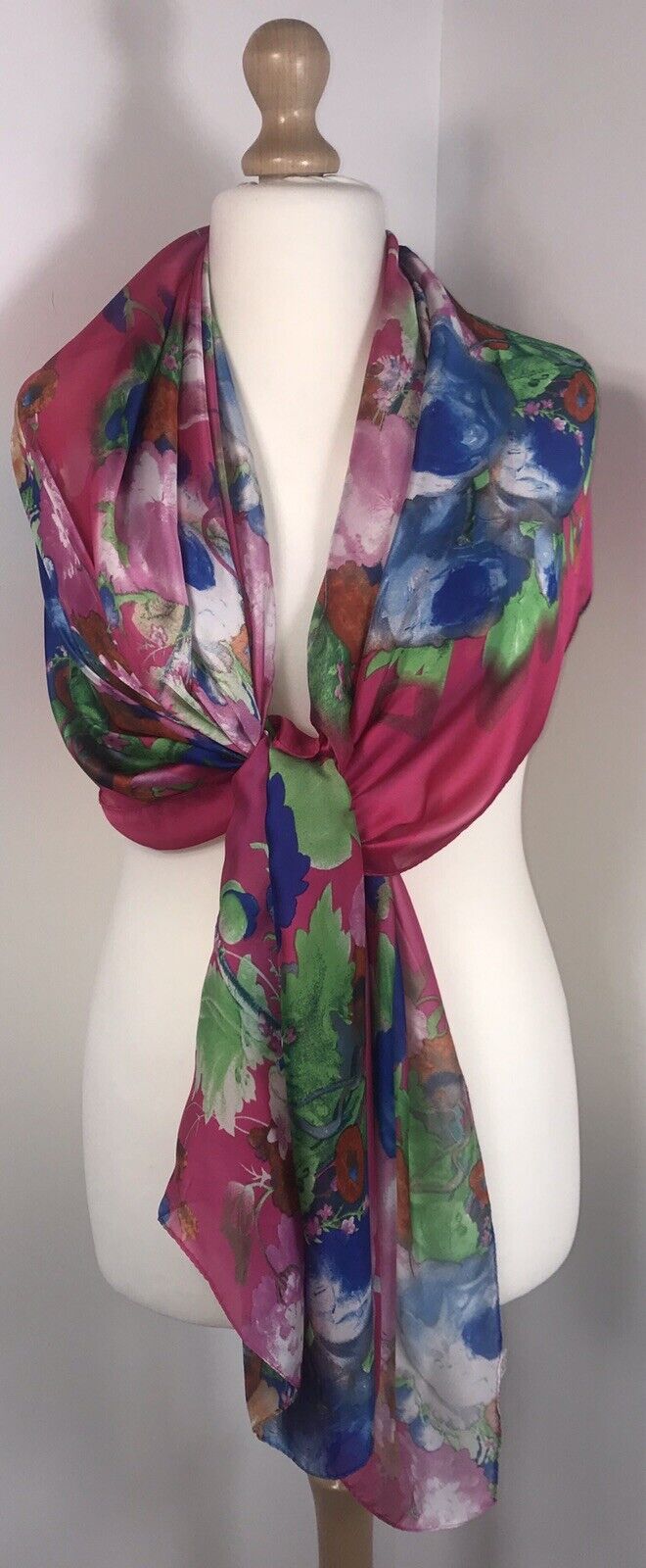 Silky Floral Scarf - Pink