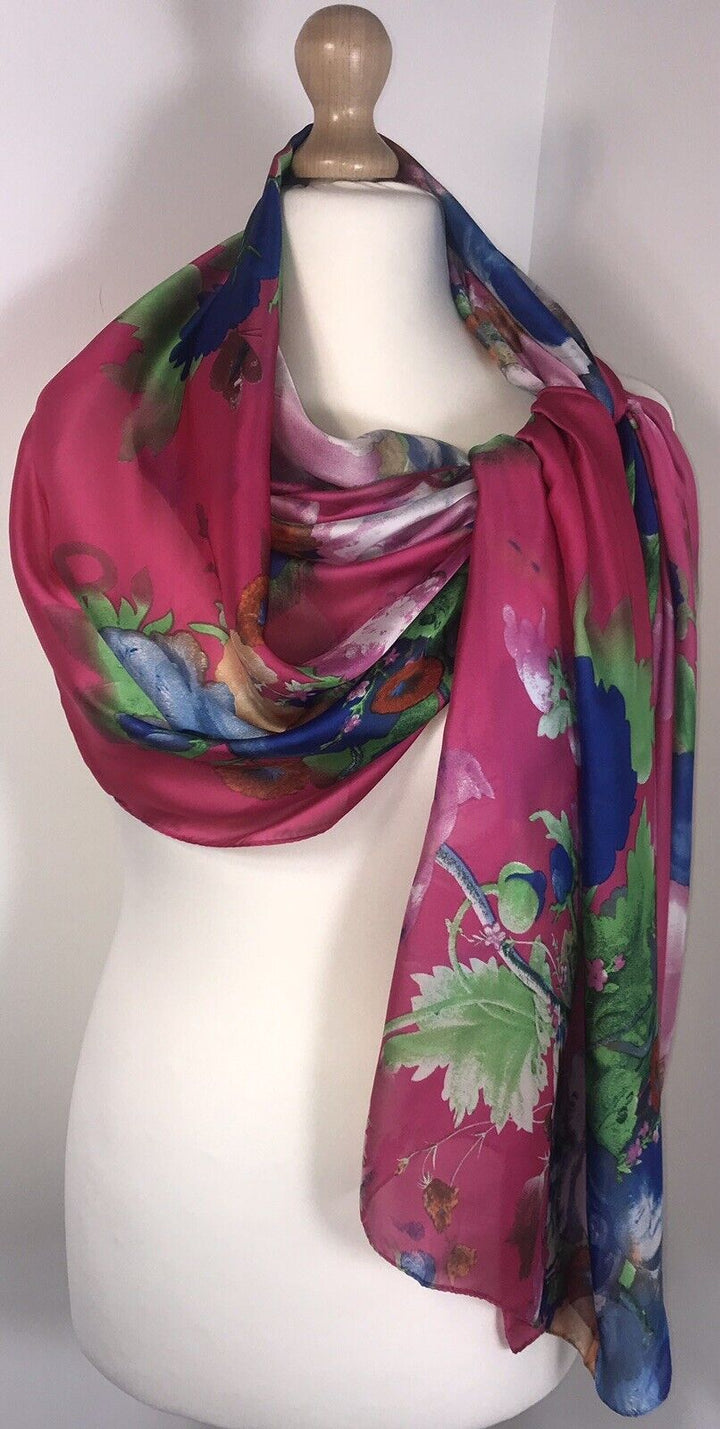 Silky Floral Scarf - Pink