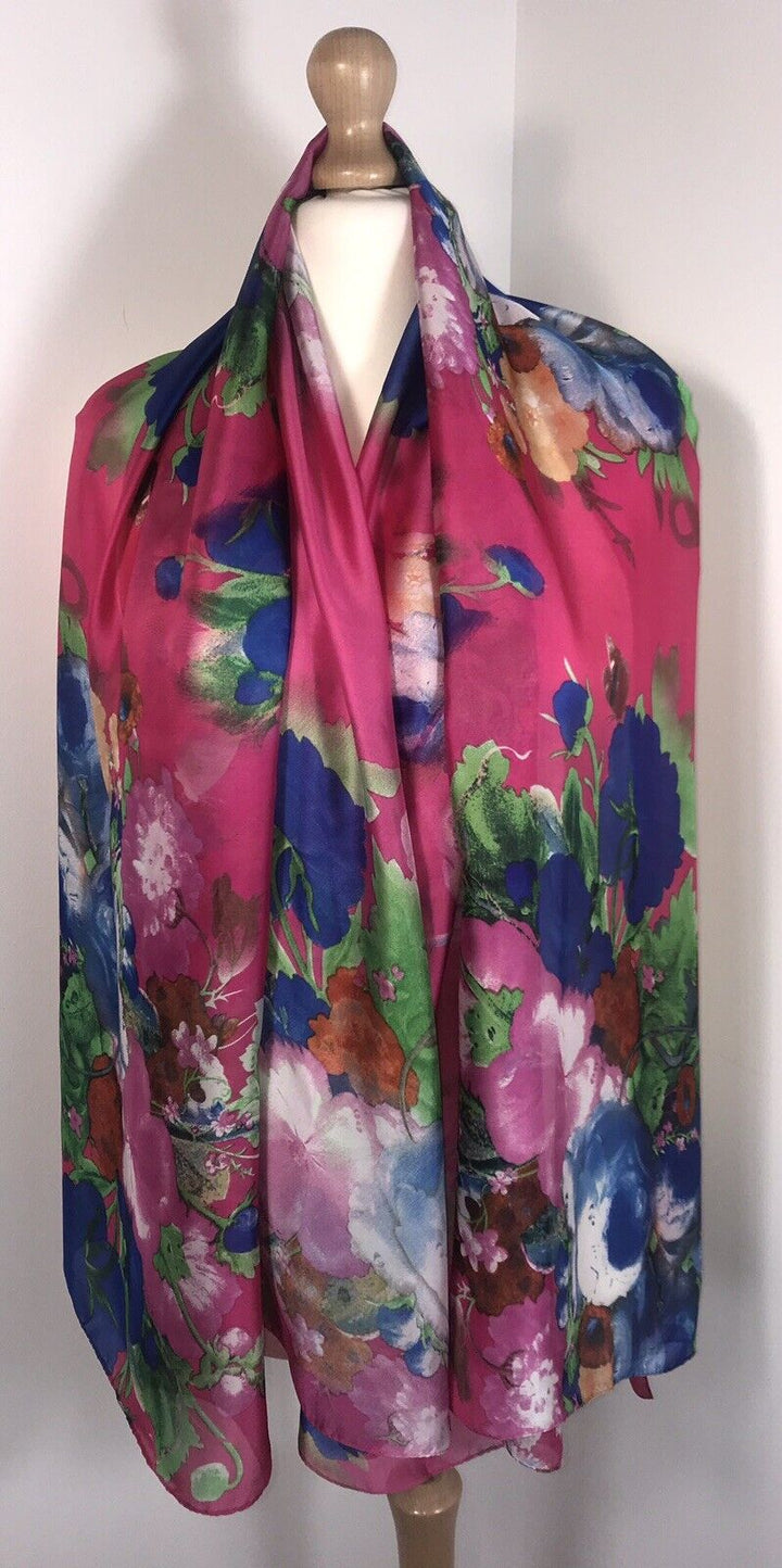 Silky Floral Scarf - Pink