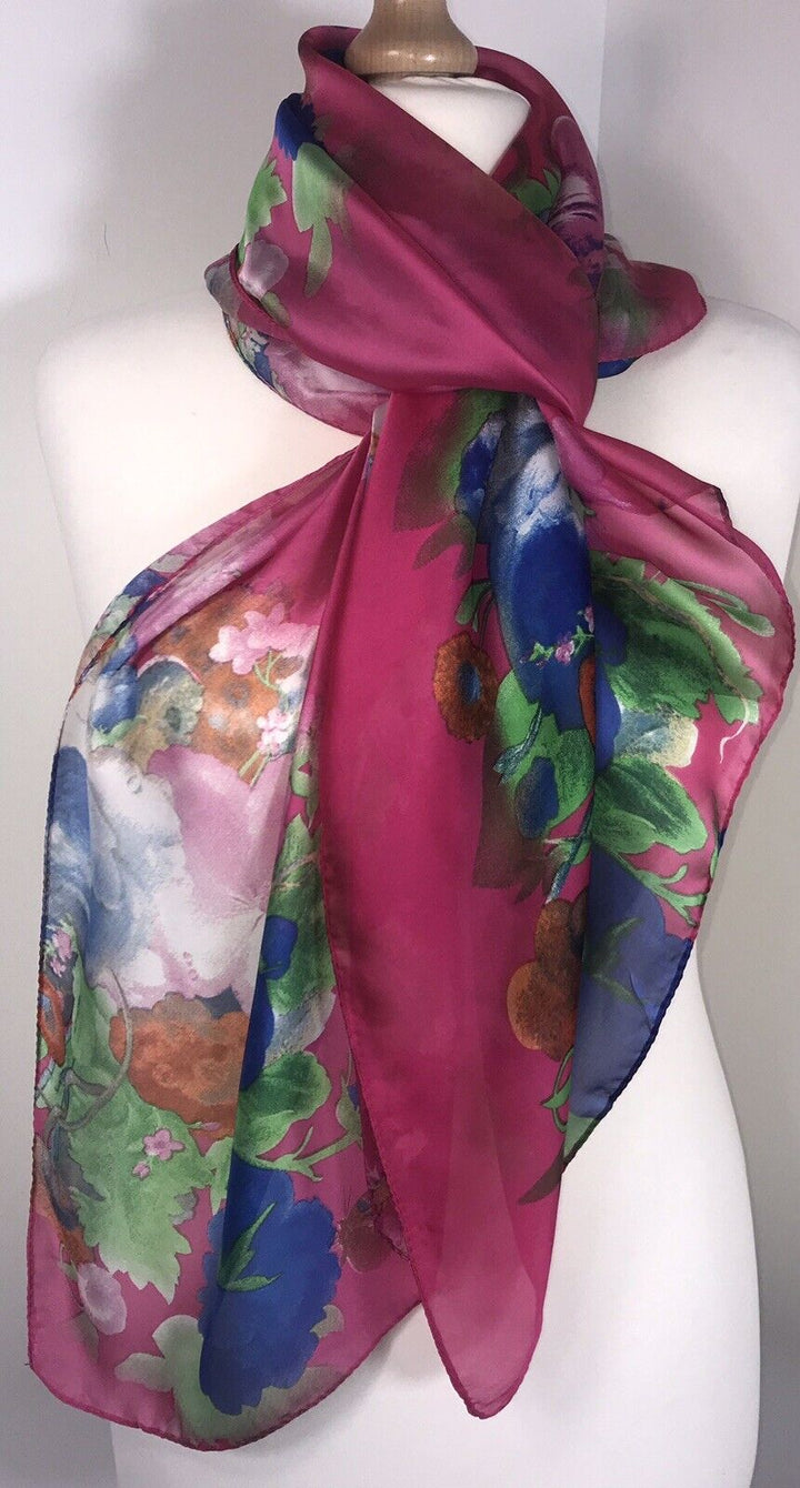 Silky Floral Scarf - Pink