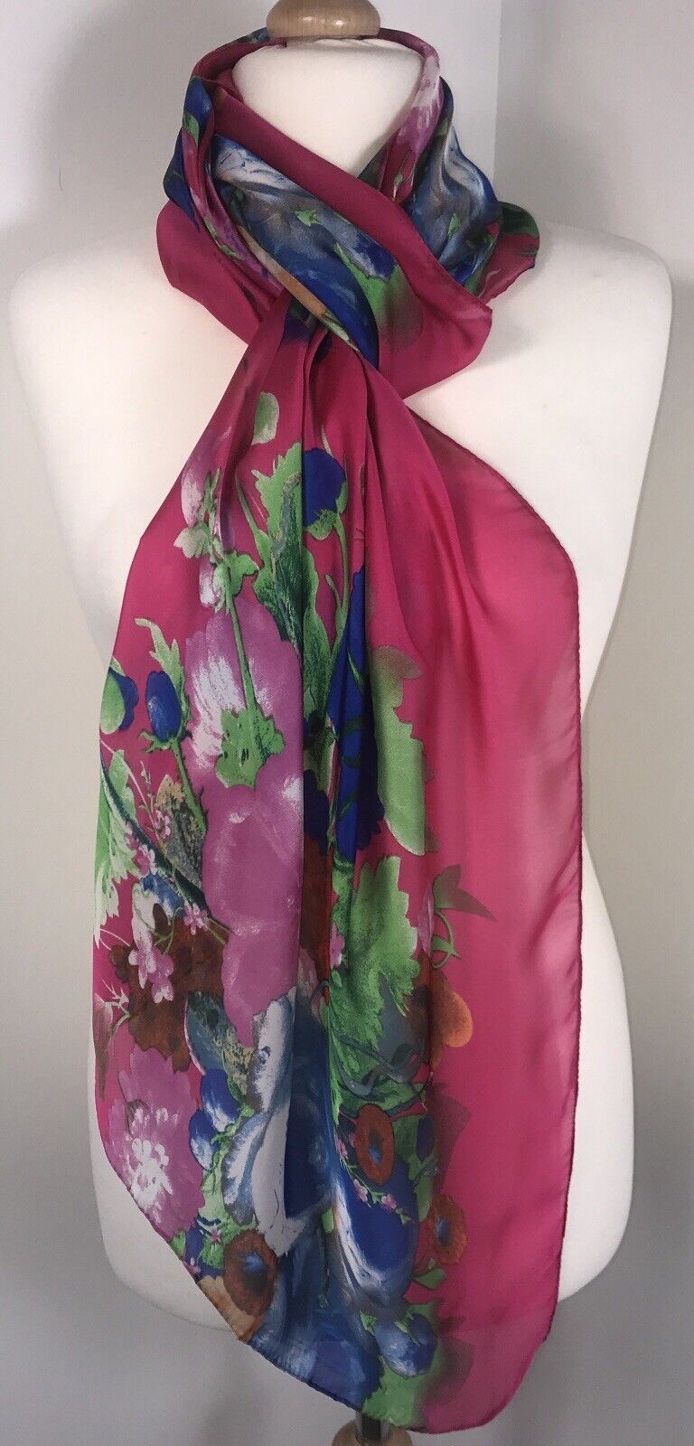 Silky Floral Scarf - Pink