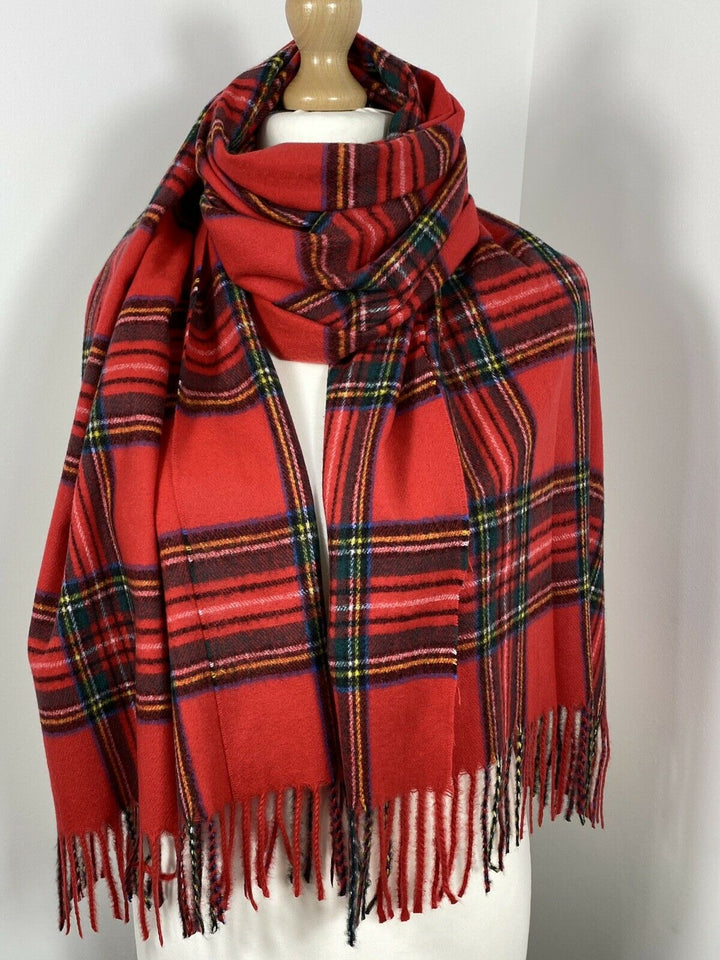 Cashmere Fringed Scarf/Pashmina - Red