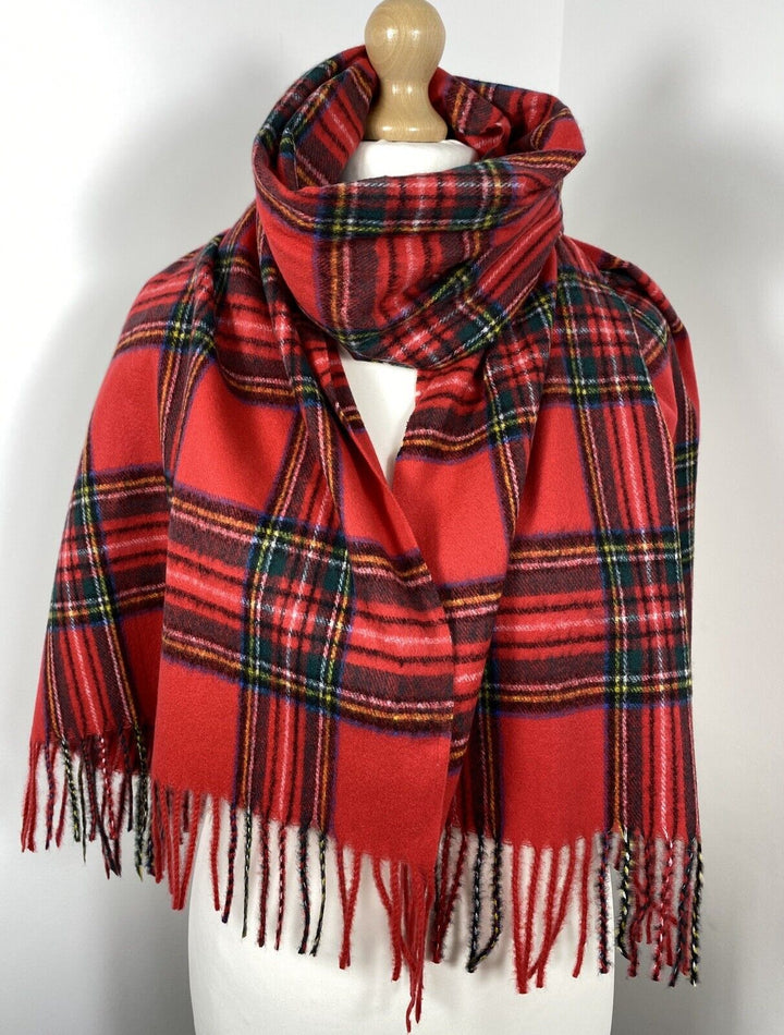 Cashmere Fringed Scarf/Pashmina - Red