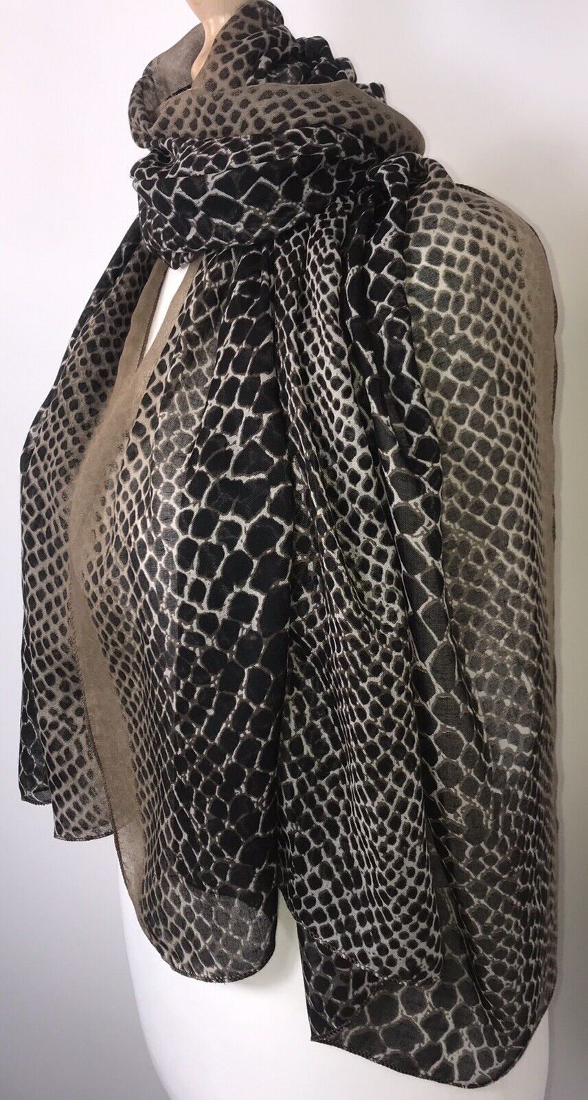 Snake Skin Print Scarf - Mocha