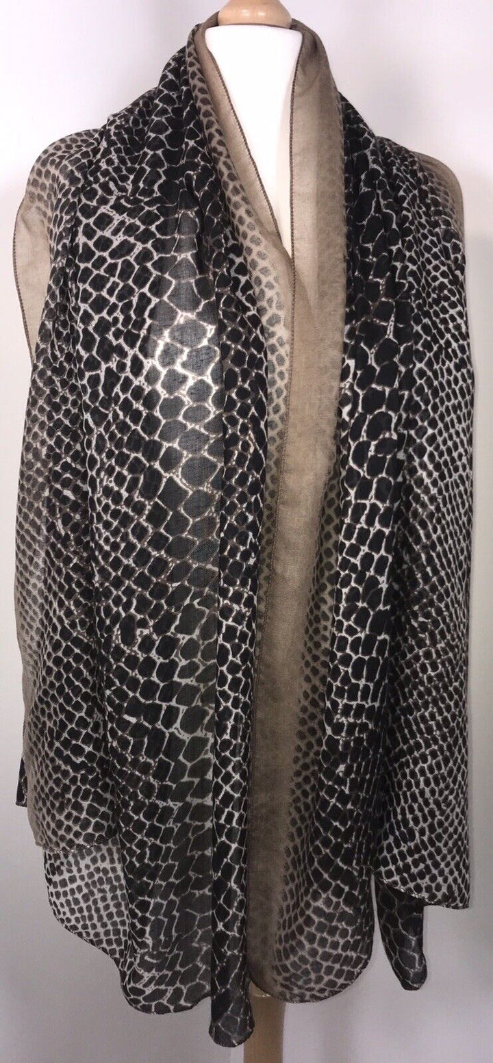 Snake Skin Print Scarf - Mocha