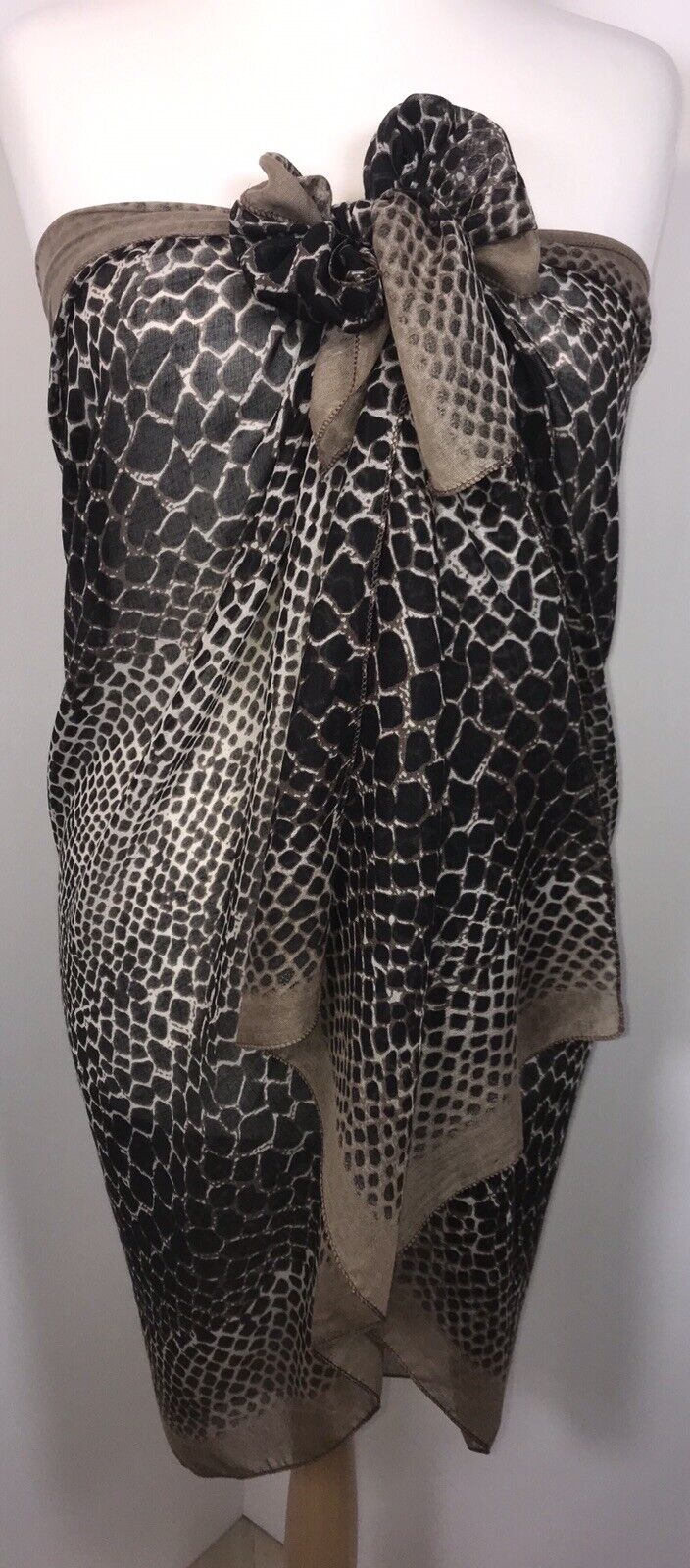 Snake Skin Print Scarf - Mocha